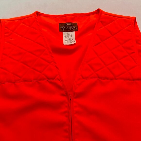 ~~WHITEWATER Outdoor Orange Safety Hunting Zip Up Vest L/XL Polyester 2 Pockets - Picture 4 of 5